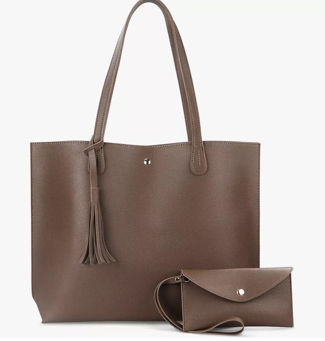 MINIMALIST CLEAN CUT PEBBLED FAUX LEATHER TOTE WOMENS SHOULDER HANDBAG BROWN - view 1 of 4