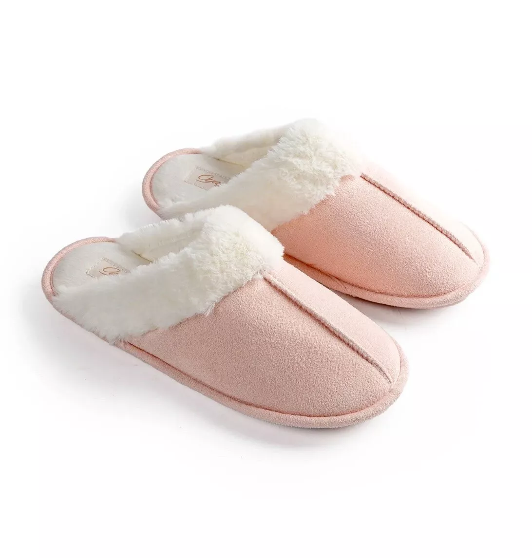 Women’s Suede Slippers Fur Lined Pink - view 1 of 2