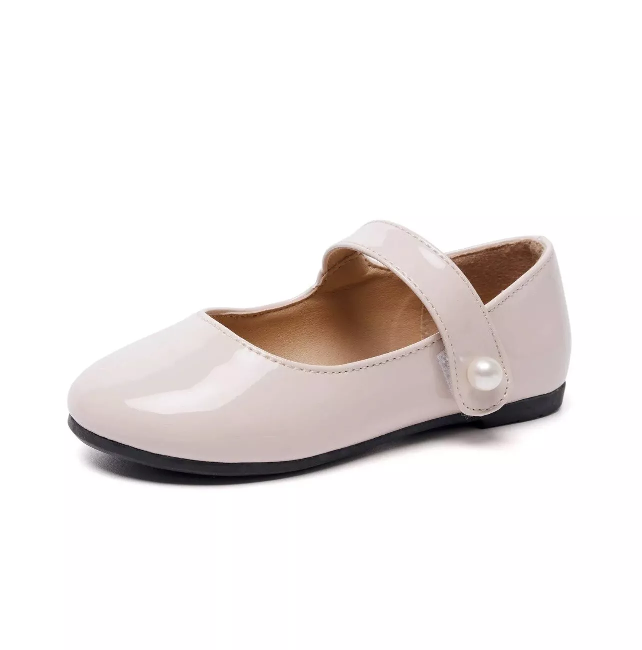 Mary Jane Shoes for Girls Hook and Loop Wedding Flats Size 7 24 Eu Nude Pink - view 1 of 6