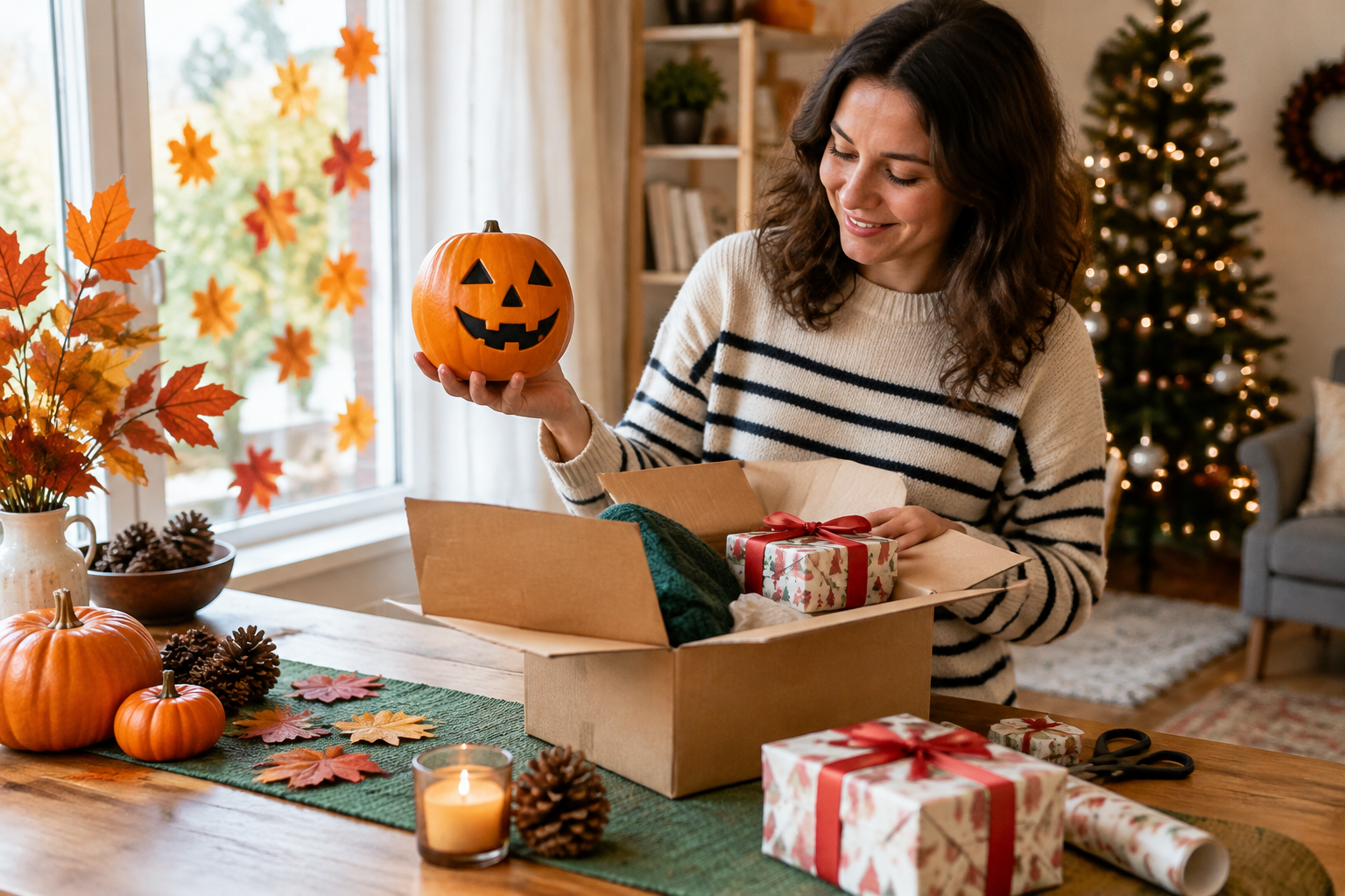 Illustrative scene: Halloween to Christmas: Six Seasonal Picks Under £10 Halloween fun and Christmas planning can happily share a shopping list. Whether you’re getting into the October spirit or putting a few presents aside, starting small can help you keep track of your spending. These six picks from Cheapest in the UK are all under £10 each, with ideas for seasonal decorating, relaxed Halloween dressing and early Christmas gifts. Choose what suits your plans rather than buying everything at once. ## Keep Halloween dressing simple The Witch T-shirt Grey Sanderson Sisters Women’s Hocus Pocus(/product/witch-t-shirt-grey-sanderson-sisters-women-s-hocus-pocus) costs £5.99 and is a fitting choice for anyone whose Halloween plans include a favourite witchy film. It’s an option to consider if you want to acknowledge the occasion without planning an elaborate outfit. Before ordering clothing as a present, check the listing for sizing information. A little checking now is better than guessing, especially when you’re shopping ahead. ## Give your home an autumn moment For a seasonal decorating idea, consider the Autumn Winter Window Clings, Maple Leaves Stickers, 6 Sheets(/product/autumn-winter-window-clings-maple-leaves-stickers-6-sheets) at £4.99. The maple-leaf theme offers an autumnal alternative to a fully spooky Halloween look, particularly if you prefer your October decorations to focus on the season rather than scares. Looking ahead to festive meals? The Green Woven Table Runner for Indoor and Outdoor Use(/product/green-table-runner-woven-indoor-and-outdoor) is £3.99, reduced from £4.99. Green is an easy colour to work into Christmas table plans, so this could be a useful early purchase if you’re hosting later in the year. ## Put thoughtful little gifts aside The Christophe Robin Luscious Curl Duo Gift Set(/product/christophe-robin-luscious-curl-duo-gift-set) is £4.99. It’s worth considering for someone who already enjoys the range, rather than guessing at a new haircare routine for them. Check the product listing to make sure it matches what you have in mind. For someone who enjoys writing, the Jade Mosinski: Bee (Foiled Blank Journal) by Flame Tree Studio (HB 2024)(/product/jade-mosinski-bee-foiled-blank-journal-by-flame-tree-studio-hb-2024) costs £8.99. It could be a thoughtful Christmas choice for a friend who likes keeping notes or recording ideas. The Mattel Trolls Band Together Pom Pom Keychain, Children’s Gift(/product/mattel-trolls-band-together-pom-pom-keychain-childrens-gift) is £4.99, down from £9.99. Consider it for a young Trolls fan, checking the listing for any age guidance before buying. ## Shop ahead without overdoing it Keep a short list of recipients, set a budget for each and note down anything you’ve already bought. That way, early shopping stays useful rather than turning into forgotten purchases by December. Enjoy free UK delivery on orders over £20.