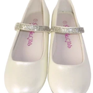 Girls Ivory Ballerina Shoes Wedding Christening Size Uk9 Flats Sparkle