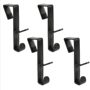 4pieces Over The Door Hooks Multifunctional Towel Holder Heavy-Duty Black