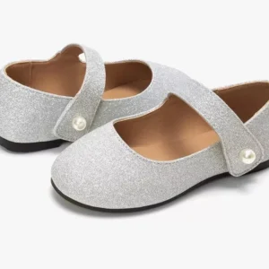 Classic Mary Jane Shoes For Girls Uk Size 6 Silver Glitter